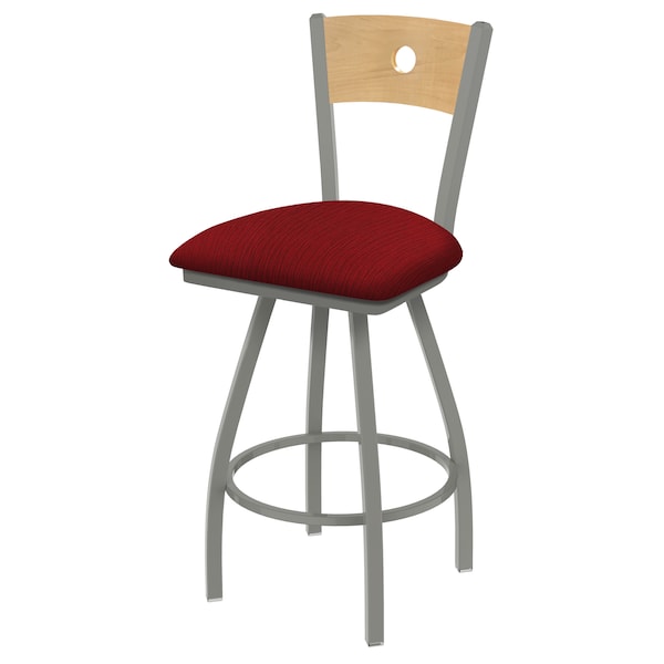 30" Swivel Counter Stool, SS Finish, Nat Back, Graph Ruby Seat
